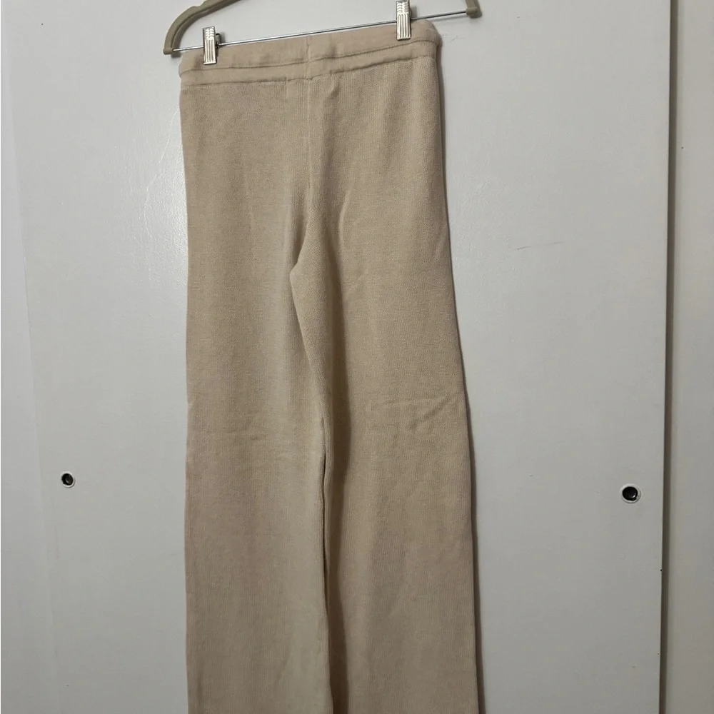 Organic Basics Knit Wide-Leg Pants in Beige - Picture 2 of 3